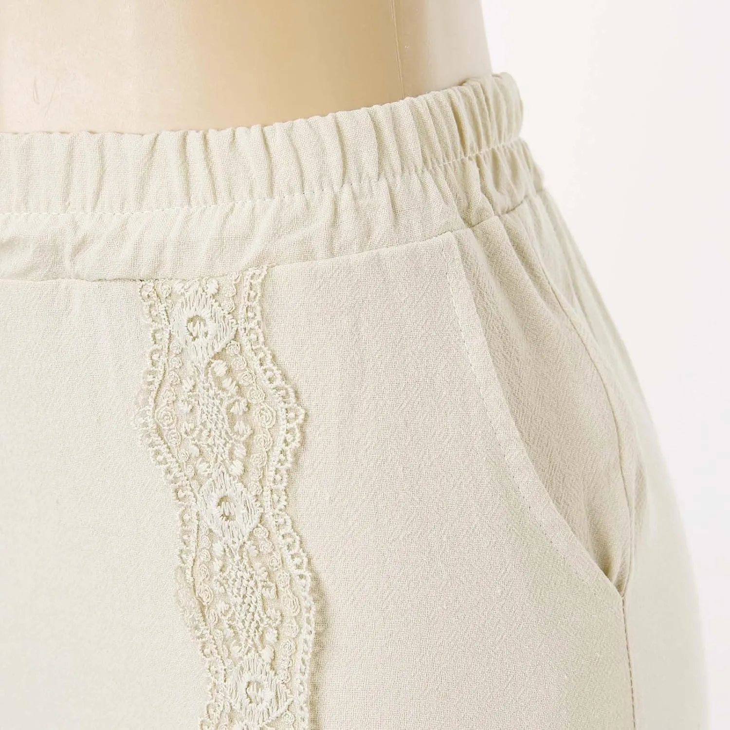 2023 Womens Lace Trim Pants Wide Straight Leg Casual Loose Pants Yoga Sweatpants Comfy High Waisted Lounge Pajama Trousers