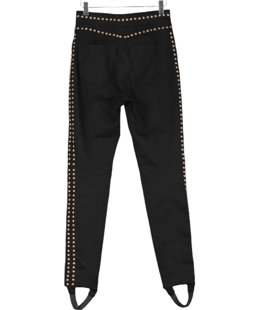 Balmain Black Cotton Denim Studded Stirrup Jeans UK XS/S
