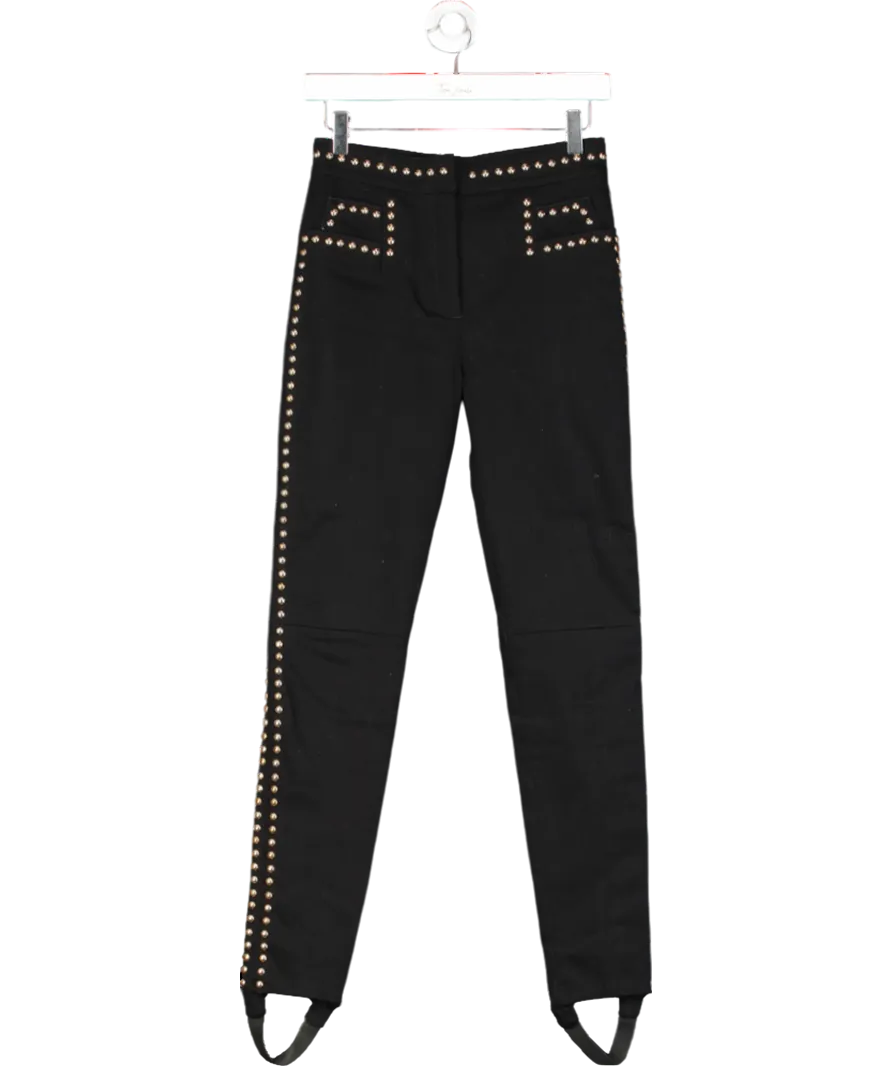 Balmain Black Cotton Denim Studded Stirrup Jeans UK XS/S