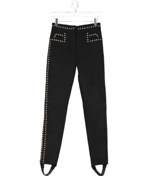 Balmain Black Cotton Denim Studded Stirrup Jeans UK XS/S