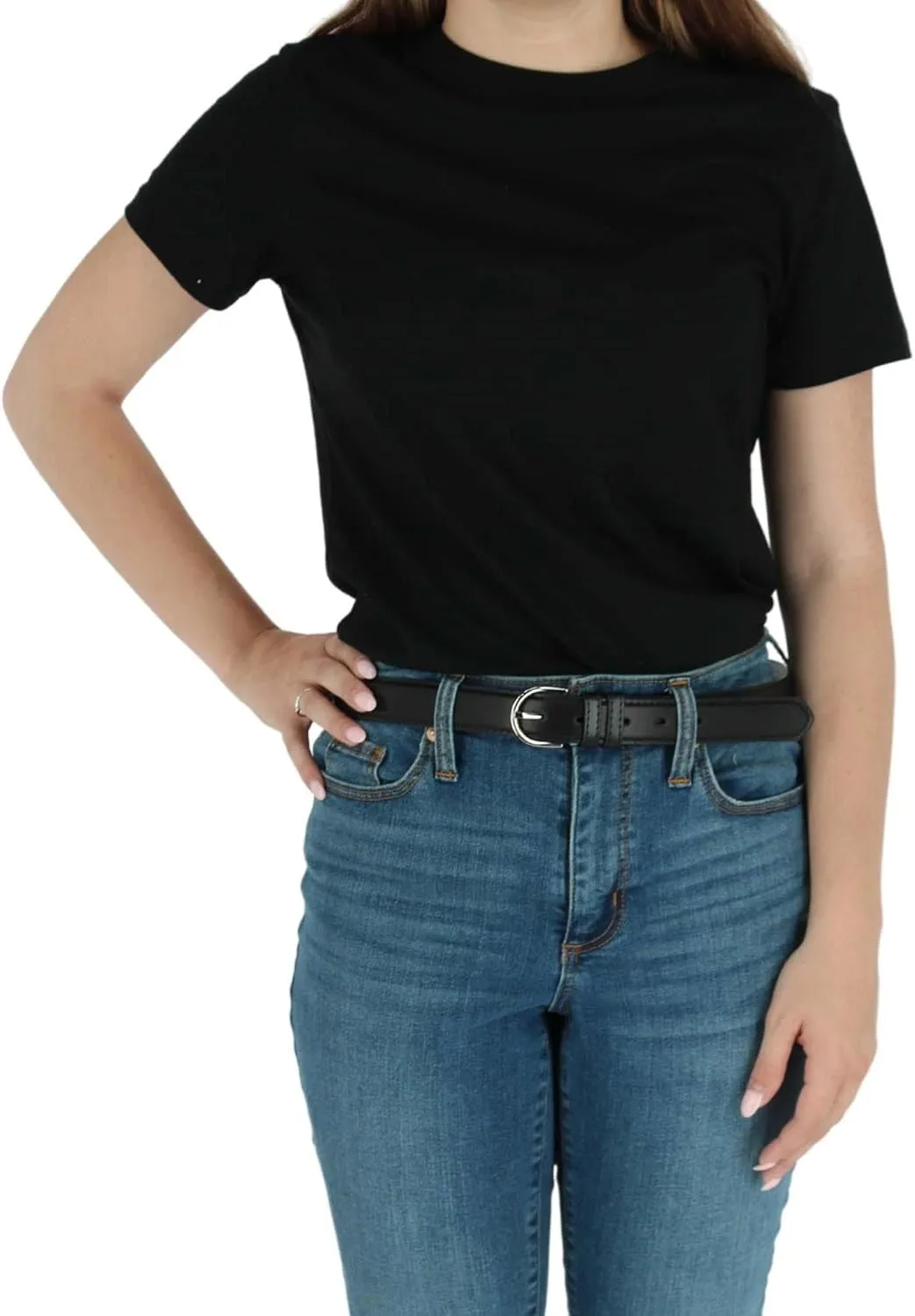 CTM Women's Leather 1 1/8 Inch Dress Belt