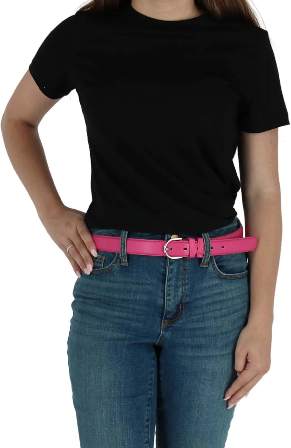 CTM Women's Leather 1 1/8 Inch Dress Belt