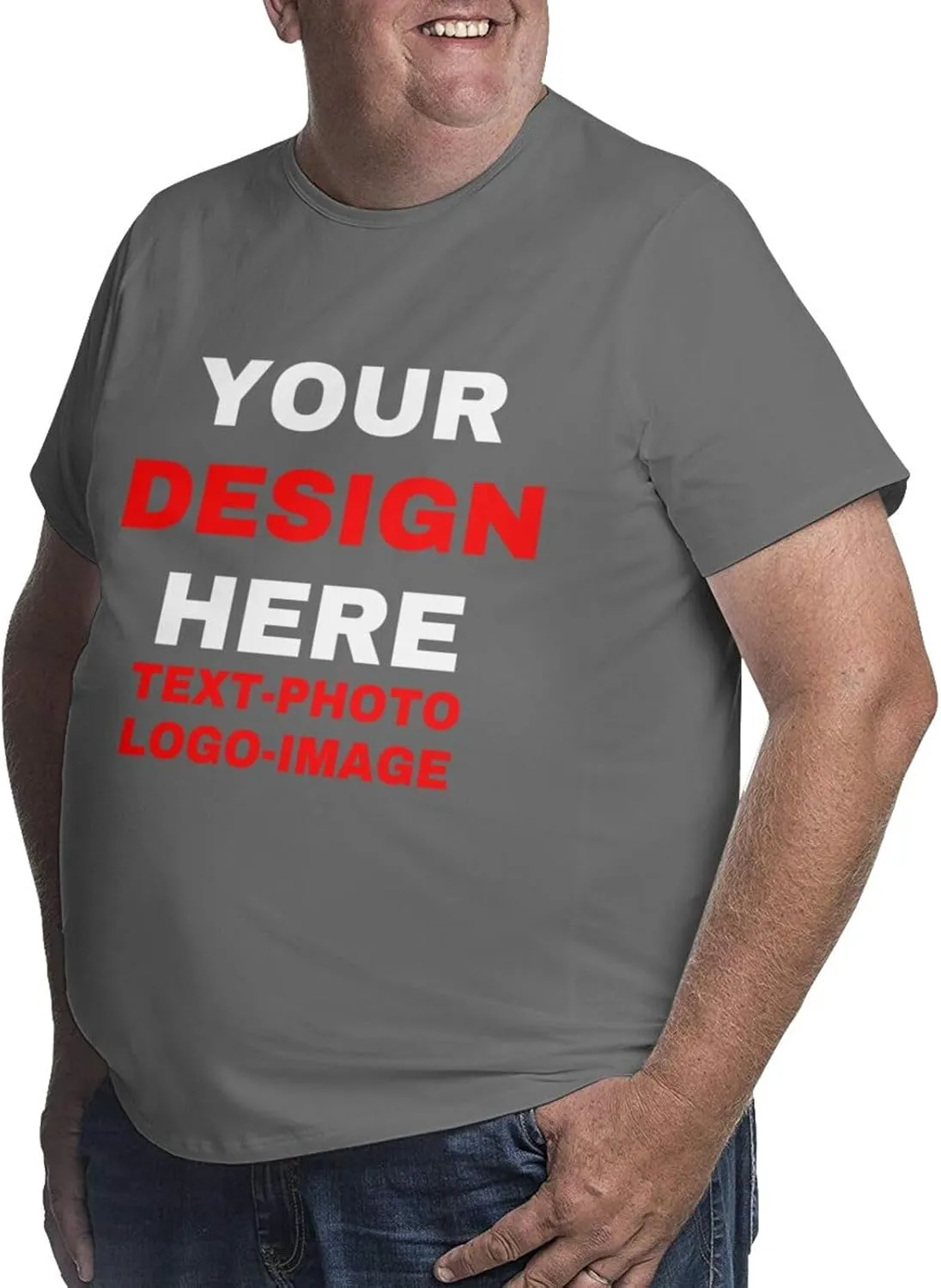 Custom Plus Size T-Shirts for Men Personalized Shirts Design Your Own Text Photo Logo Customized Big and Tall Shirt
