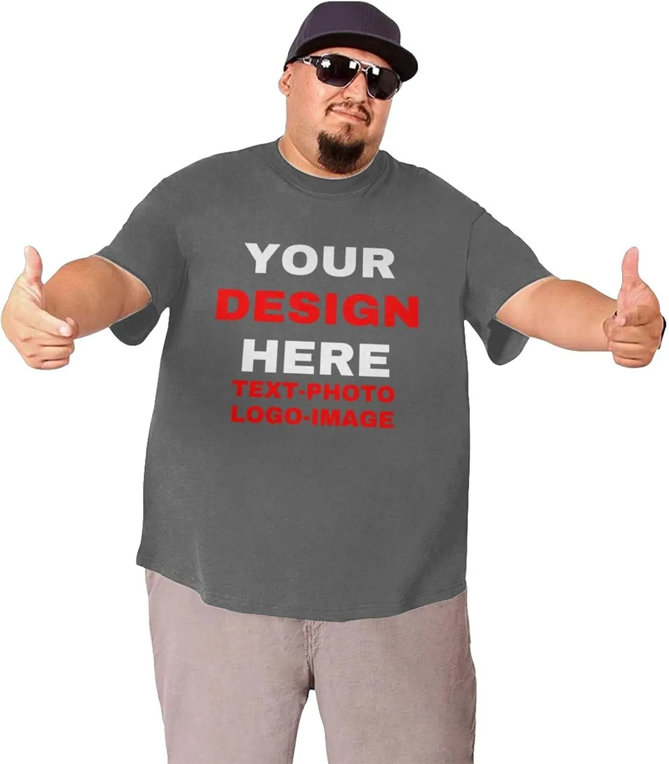 Custom Plus Size T-Shirts for Men Personalized Shirts Design Your Own Text Photo Logo Customized Big and Tall Shirt