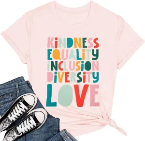 Kindness Teacher Shirt Women Special Education Shirts Teacher Life Love T-Shirt Inspirational Letter Print Tee Top