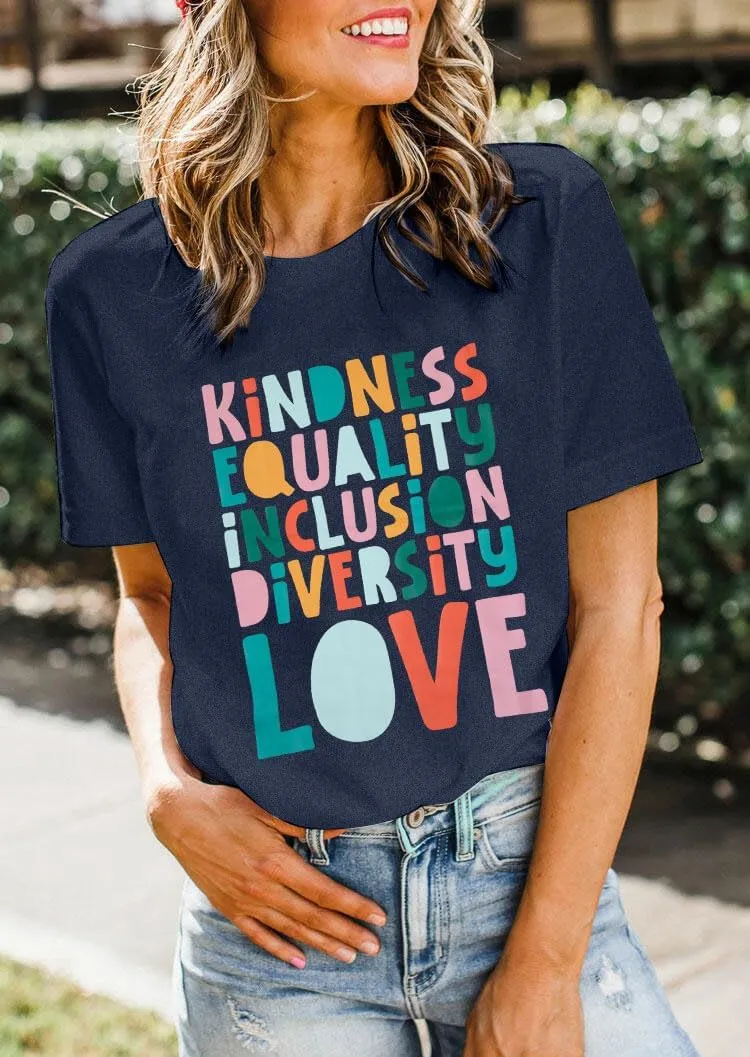 Kindness Teacher Shirt Women Special Education Shirts Teacher Life Love T-Shirt Inspirational Letter Print Tee Top