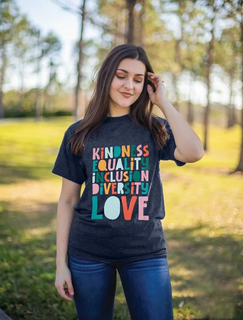 Kindness Teacher Shirt Women Special Education Shirts Teacher Life Love T-Shirt Inspirational Letter Print Tee Top
