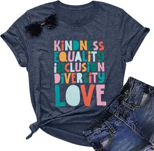 Kindness Teacher Shirt Women Special Education Shirts Teacher Life Love T-Shirt Inspirational Letter Print Tee Top