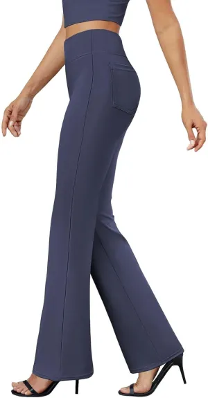 Womens Dress Pants High Wasited Bootcut Office Work Pants Soft Stretchy Trouser Style Yoga Pants with Pockets Slacks